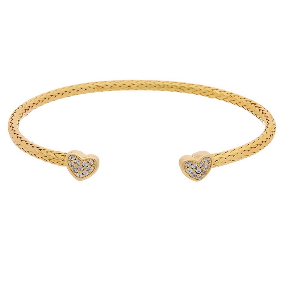 NEW Gold Heart Cable Cuff Bracelet